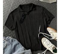 Lässiges Streetstyle vielseitiges bequemes strukturiertes Kurzarm Strick-POLO-Shirt für Teenager-Jungen, geeignet für Pendeln, Schule, tägliche Lässig