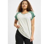Urban Classics T-Shirt Contrast Raglan Tee Damen Regular Fit grau meliert/grün Größe S
