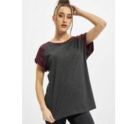Kurzarmshirt URBAN CLASSICS "Urban Classics Damen Ladies Contrast Raglan Tee", Damen, Gr. S, charcoal, rotwine, 60% Baumwolle, 40% Polyester, mehrfarbig, normal, Rundhals, Shirts (76489956-S) charcoal