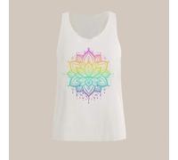 Lässiges, weites, buntes Henna-Tattoo-Muster mit Lotus-Blumen-Muster, Damen Sommer Racerback Tank Top mit leicht transparentem Rücken, Lässig für Schu