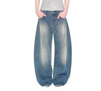 Lafaguw Baggy-Jeans für Damen und Herren, hohe Taille, Barrel Leg Jeans, Y2K, lässig, lockere Denim-Hose, Grunge-Kleidung, Blau3, S