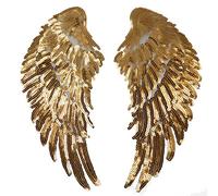 LAHAUTE Pailletten Aufnäher Applikation Stickerei Bügelbild Aufbügler Patches zum Aufbügeln für Kleidung Tasche T-Shirt Jeans (Engel Flügel Gold)