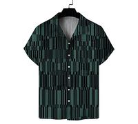 Lahodnamw Herren-Hawaiihemd Mit Camp-Kragen, Kurzärmeliges Hemd - Abstrakter Streifendruck, Lässiges, Lockeres Strand-Aloha-Hemd, Hip-Hop-Sommer-Cardigan, Knopfleiste, Herrenbluse, Urlaubsparty, XL