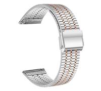 Lahviuu Edelstahl Uhrenarmband, Mesh Metall Uhrenarmbänder für Herren und Damen, Schnellspanner Armband für Smartwatch und Traditionelle Uhr, Uhrband 22 mm, Silber+Rose Gold
