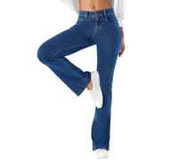 LaiEr Damen hohe Stretch Yoga Jeans,Skinny und Hüfte Heben Reißverschluss Sweatpants,Weiche und Bequeme Slight Bootcut Hose für Sport und Fitness Workout,Fashionable und Casual Match.(Mid BlueM)