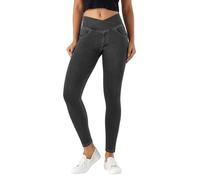 LaiEr V Crossover Skinny Jeans für Damen Hohe Taille, ohne Reißverschluss, Bauchunterstützung, Casual Fitness-Leggings. Hochelastische weiche Stoff Yogahosen mit Taschen(DarkGreyXL)