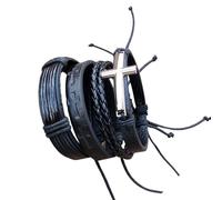 Laikoutd 4er Set Lederarmband Handschmuck Mode Handgelenkschmuck Mehrschichtiges Armband Für Frau Mann Geflochten Religiös