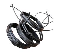 Laikoutd 4er Set Lederarmband Handschmuck Mode Handgelenkschmuck Mehrschichtiges Armband Für Frau Mann Geflochten Religiös