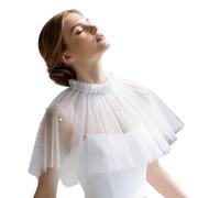 Laikoutd Brautschal mit Perlenverzierung und handgefertigter Spitze für elegante Hochzeitsanlässe, gefertigt aus leichter Nylonstoffspitze