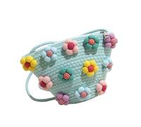 Laikoutd Frauen Mädchen Gewebte Schulter Eimer Tasche Elegante Bunte Stoff Umhängetasche Mit Reißverschluss Für Strand Urlaub Koreanische Mode Eimer Tasche