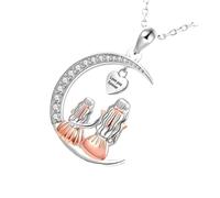 Laikoutd Halskette mit Anhänger „Bäume des “, Herz Mond Anhänger, symbolisches Geschenk für Mutter, Geburtstag, Weihnachten, Schmuck, verstellbare Kette für Frauen, Halskette „Bäume des