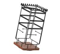 Laikoutd Platzsparender Rotierender Schmuckhalter Aus Metall Zum Organisieren Von Ohrringen Und Halsketten. Zubehörregal Mit Massivholzsockel. Rotierender Schmuckständer