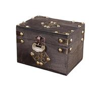 Laikoutd Retro Schmuckkästchen aus Holz Used Look mit antiken Messingbeschlägen, Andenkentruhe für Heimdekoration und Aufbewahrung, ländliche Schmuckschatulle, kleine Truhe