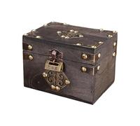 Laikoutd Retro Schmuckkästchen aus Holz Used Look mit antiken Messingbeschlägen, Andenkentruhe für Heimdekoration und Aufbewahrung, ländliche Schmuckschatulle, kleine Truhe