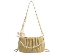 Laikoutd Süße Damen Kuriertasche Trendige Schultertasche Mit Perlenkette Lässige Umhängetasche Shopping Dating Pu Leder Für Damen Süße Wolke Mit Perlenkette