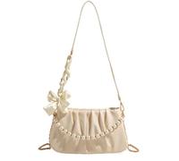 Laikoutd Süße Damen Kuriertasche Trendige Schultertasche Mit Perlenkette Lässige Umhängetasche Shopping Dating Pu Leder Für Damen Süße Wolke Mit Perlenkette