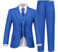 Laimi Duo Jungenanzug für Kinder, Smoking für Jungen, Kleinkind, Weste, Hose, Set, Ringträger, Outfit, Kleid, Kleidung, 5 Stück, Blau, 140