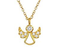 Laimons Damen Halskette Anhänger Engel Schutzengel 10mm Glanz mit Zirkonia und Kette 45cm Sterling Silber 925 (Vergoldet)