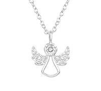 Laimons Damen Halskette Anhänger Engel Schutzengel 10mm Glanz mit Zirkonia und Kette 45cm Sterling Silber 925 (Silber)