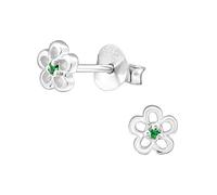 Laimons Damen-Ohrstecker Damen-Schmuck Blume Blüte klein in Glanz mit Glitzer aus Sterling Silber 925