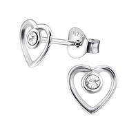 Laimons Damen-Ohrstecker Damenschmuck Herz offen Glitzer Sterling Silber 925