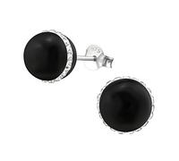 Laimons Damen-Ohrstecker Damenschmuck Kugel glanz Schwarz Glitzer Sterling Silber 925