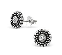 Laimons Damen-Ohrstecker Damenschmuck rund Kreis oxidiert Zirkonia Sterling Silber 925