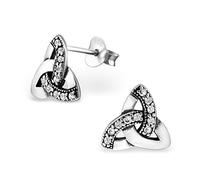 Laimons Damen-Ohrstecker Dreifaltigkeit oxidiert Zirkonia Sterling Silber 925