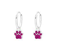 Laimons Kinder Mädchen-Ohrringe Creole Ohrhänger Hundepfote 7 mm Glanz mit Glitzer aus Sterling Silber 925 (Pink)