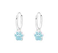 Laimons Kinder Mädchen-Ohrringe Creole Ohrhänger Hundepfote 7 mm Glanz mit Glitzer aus Sterling Silber 925 (Hellblau)
