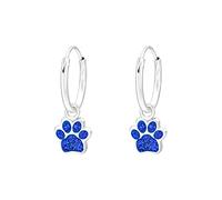 Laimons Kinder Mädchen-Ohrringe Creole Ohrhänger Hundepfote 7 mm Glanz mit Glitzer aus Sterling Silber 925 (Blau)
