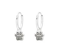 Laimons Kinder Mädchen-Ohrringe Creole Ohrhänger Hundepfote 7 mm Glanz mit Glitzer aus Sterling Silber 925 (Grau)