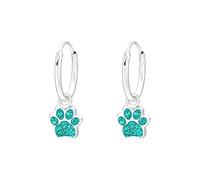 Laimons Kinder Mädchen-Ohrringe Creole Ohrhänger Hundepfote 7 mm Glanz mit Glitzer aus Sterling Silber 925 (Mint)