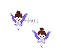 Laimons Kinder Mädchen-Ohrstecker Elfe Fee 10mm Emaille aus Sterling Silber 925 (Lila)