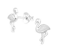 Laimons Kinder Mädchen-Ohrstecker Flamingo Vogel Tier 5 mm x 10 mm Glanz Matt aus Sterling Silber 925