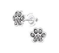 Laimons Kinder Mädchen-Ohrstecker Hundepfote Tatze 8mm Glitzer mit Verschluss zum drehen aus Sterling Silber 925