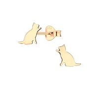 Laimons Kinder Mädchen-Ohrstecker Katze 8mm Glanz Matt aus Sterling Silber 925 (Rosa)