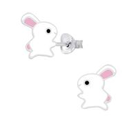Laimons Kinder Mädchen-Ohrstecker Ohrringe Hase Kaninchen Häschen weiß rosa 7 mm Sterling Silber 925