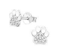 Laimons Kinder Mädchen-Ohrstecker Ohrringe Hundepfote 7 mm Glanz Zirkonia Weiß aus Sterling Silber 925