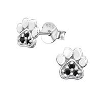 Laimons Kinder Mädchen-Ohrstecker Ohrringe Hundepfote 7 mm Glanz Zirkonia Weiß aus Sterling Silber 925