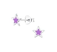 Laimons Kinder Mädchen-Ohrstecker Stern Sternchen 6mm Glanz Lila Sterling Silber 925