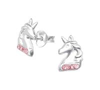 Laimons Mädchen Kids Kinder-Ohrstecker Ohrringe Kinderschmuck Einhorn Fabelwesen Rosa Glitzer aus Sterling Silber 925