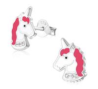Laimons Mädchen Kids Kinder-Ohrstecker Ohrringe Kinderschmuck Einhorn pink mit Glitzer aus Sterling Silber 925