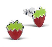 Laimons Mädchen Kids Kinder-Ohrstecker Ohrringe Kinderschmuck Erdbeere Obst Frucht Beere Rot Grün aus Sterling Silber 925