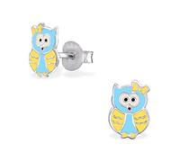 Laimons Mädchen Kids Kinder-Ohrstecker Ohrringe Kinderschmuck Eule blau,gelb Sterling Silber 925