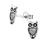 Laimons Mädchen Kids Kinder-Ohrstecker Ohrringe Kinderschmuck Eule oxidiert aus Sterling Silber 925