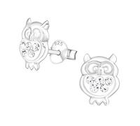 Laimons Mädchen Kids Kinder-Ohrstecker Ohrringe Kinderschmuck Eule Vogel Greifvogel glanz Glitzer Weiß 7 x 9 mm Sterling Silber 925