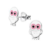 Laimons Mädchen Kids Kinder-Ohrstecker Ohrringe Kinderschmuck Eule Vogel Kauz Küken Tier weiß aus Sterling Silber 925