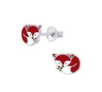 Laimons Mädchen Kids Kinder-Ohrstecker Ohrringe Kinderschmuck Fuchs 8 X 6 mm rot-braun, weiß Sterling Silber 925