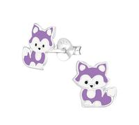 Laimons Mädchen Kids Kinder-Ohrstecker Ohrringe Kinderschmuck Fuchs Füchschen lila pink weiß weiß 6 x 9 mm aus Sterling Silber 925